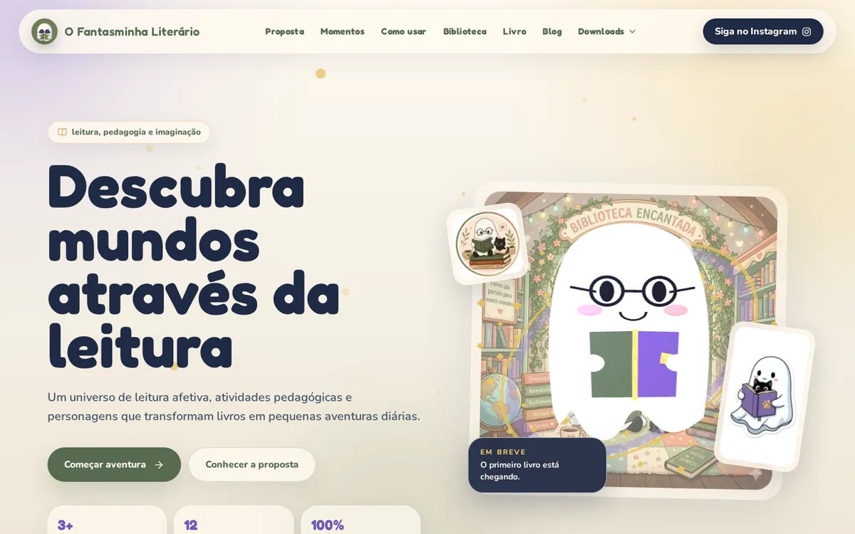 Preview do site O Fantasminha Literário