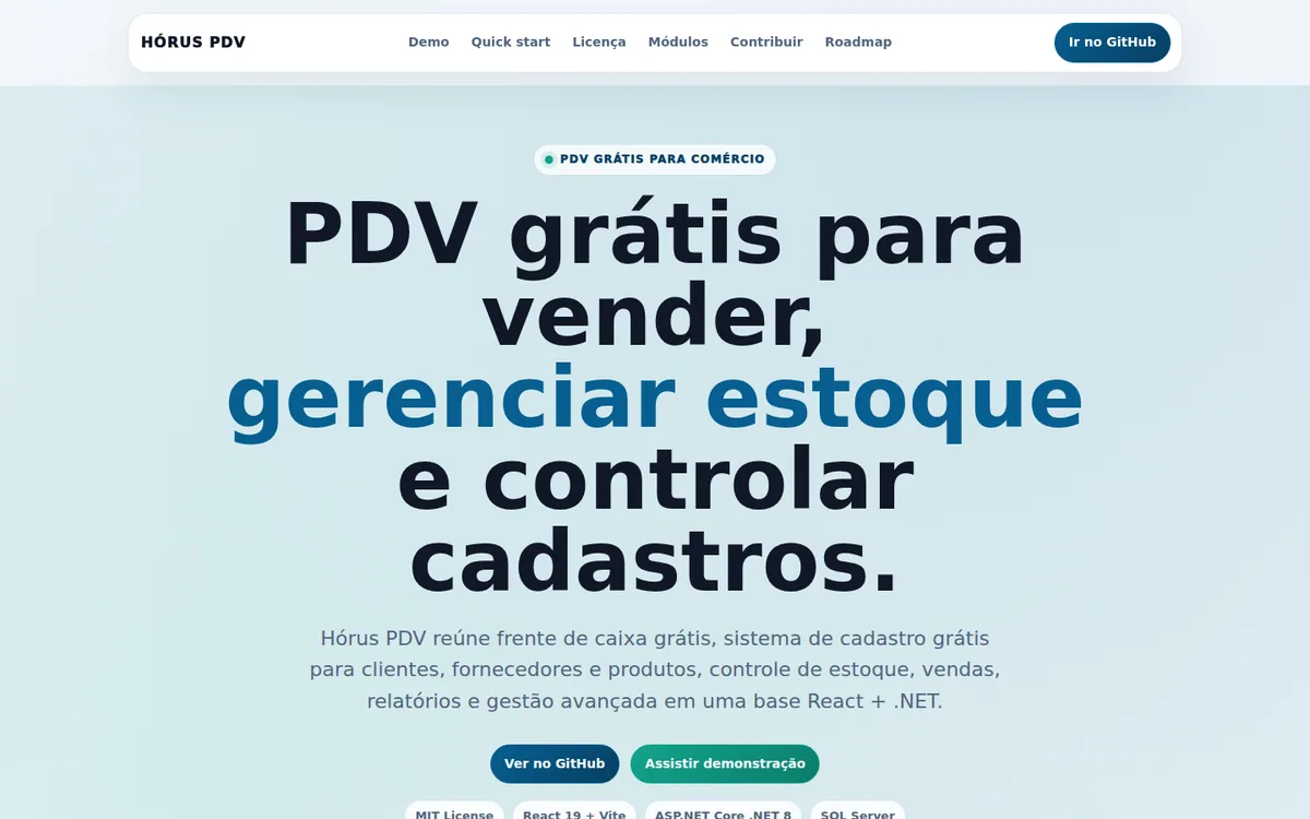 Preview do projeto Hórus PDV